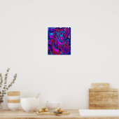 Marbled Magenta, Blue and Red Abstract Art ポスター (キッチン)