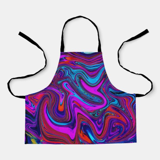 Marbled Magenta、Blue、Red抽象芸術・アート エプロン (正面)