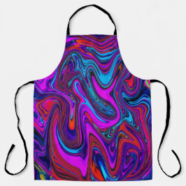 Marbled Magenta、Blue、Red抽象芸術・アート エプロン