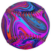 Marbled Magenta、Blue、Red抽象芸術・アート ソフトボール (裏面)