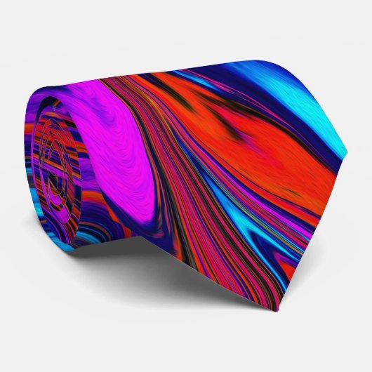Marbled Magenta、Blue、Red抽象芸術・アート ネクタイ (ロール)