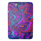 Marbled Magenta、Blue、Red抽象芸術・アート バスマット (正面縦)