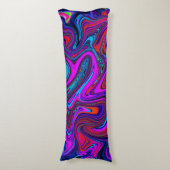Marbled Magenta、Blue、Red抽象芸術・アート ボディピロー (正面縦)