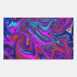 Marbled Magenta、Blue、Red抽象芸術・アート 長方形シール