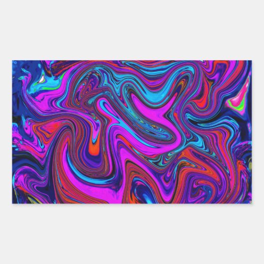 Marbled Magenta、Blue、Red抽象芸術・アート 長方形シール (正面)