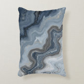 Marbled Navy Blue Light Dusty Blue Abstract Design アクセントクッション (正面(垂直))