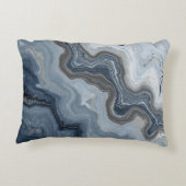 Marbled Navy Blue Light Dusty Blue Abstract Design アクセントクッション (裏面)