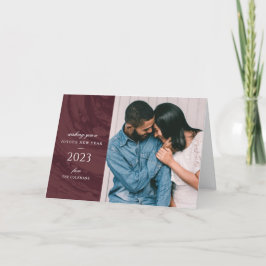 Marbled New Year's Photo Greeting Card – 赤 サンキューカード