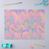 MARBLED PAPER,ABSTRACT PINK GREEN  PEACOCK PATTERN 薄葉紙 (クラフト)