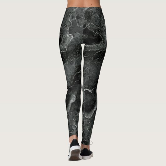 Marbled Pattern in Black and Grey レギンス (裏面)