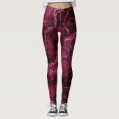 Marbled Pattern in Dark Magenta and Pink レギンス (正面)