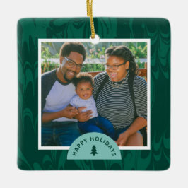 Marbled Pines Christmas Holiday Photo セラミックオーナメント