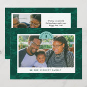 Marbled Pines Horizontal Holiday Photo Card シーズンカード (正面/裏面)
