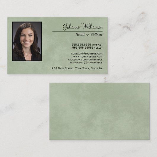 Marbled Sageグリーンシンプルプロフェッショナル写真 名刺 (正面/裏面)