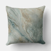 Marbled Sea Blue Green Tan Cream Coastal Print クッション (裏面)