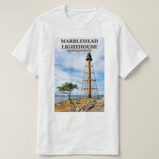 Marbleheadの灯台、マサチューセッツTシャツ Tシャツ (デザイン正面)