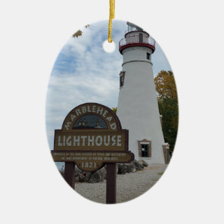 Marblehead Light house写真on a セラミックオーナメント