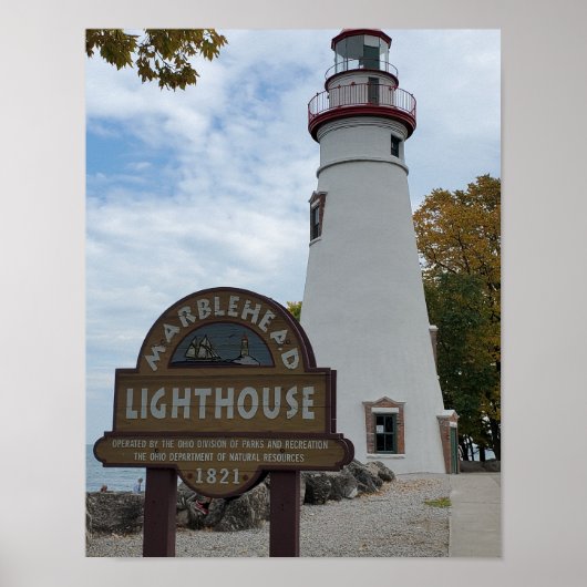 Marblehead Light house in Marblehead, OH created o ポスター (正面)