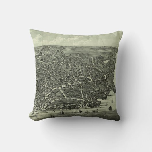 Marblehead MA (1882年)のヴィンテージの絵解き地図 クッション (正面)