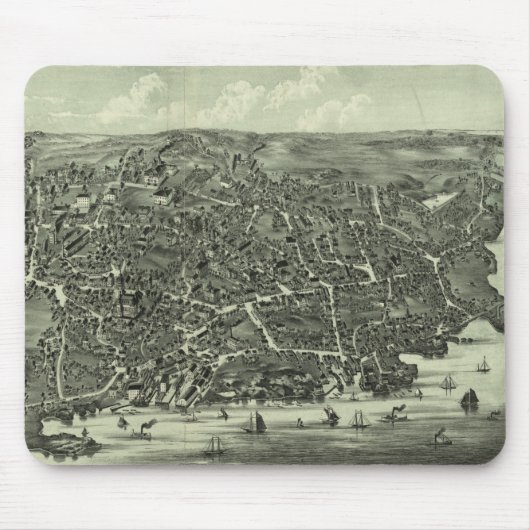 Marblehead MA (1882年)のヴィンテージの絵解き地図 マウスパッド (正面)