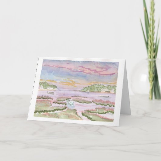 Marblehead Marsh Watercolor Folded Card 招待状 (正面)
