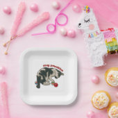 MARBLESで遊ぶ猫、Stay Pawsitive（前向きな肉球）駄洒落 ペーパープレート (パーティー)