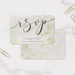 Marblesモダン White with金ゴールドRSVP Insert Cards