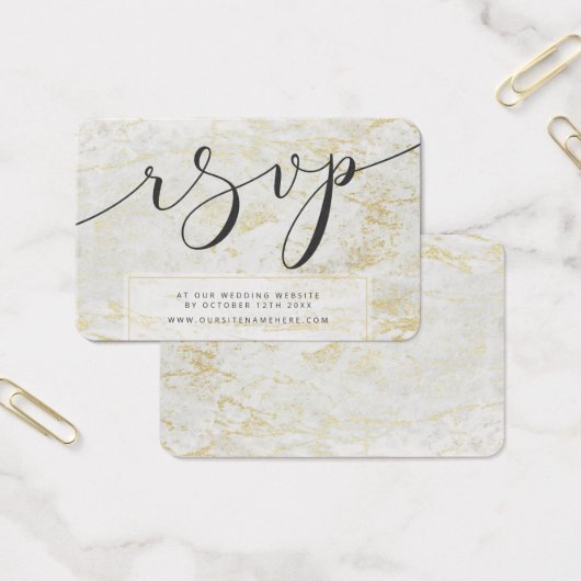 Marblesモダン White with金ゴールドRSVP Insert Cards (オフィス)