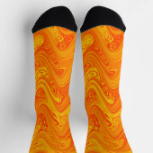 Marbling Orange Yellow Red Pattern ソックス (上部)