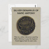 MARC ANTONYフォトポストカードのSilver Denarius ポストカード (正面/裏面)