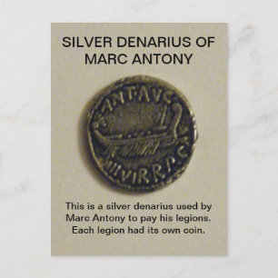 MARC ANTONYフォトポストカードのSilver Denarius ポストカード