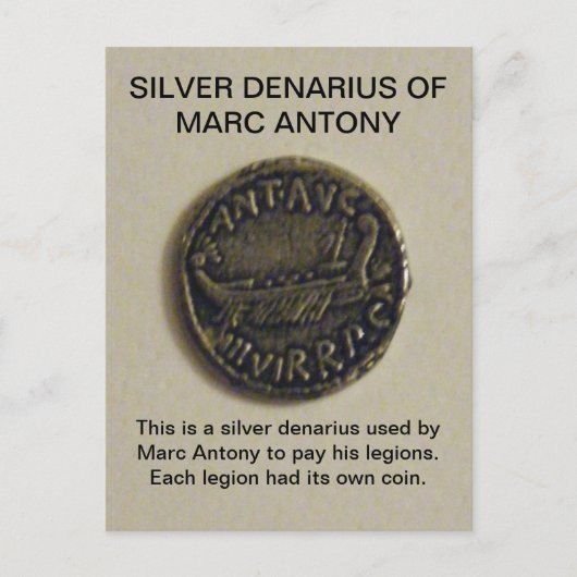 MARC ANTONYフォトポストカードのSilver Denarius ポストカード (正面)