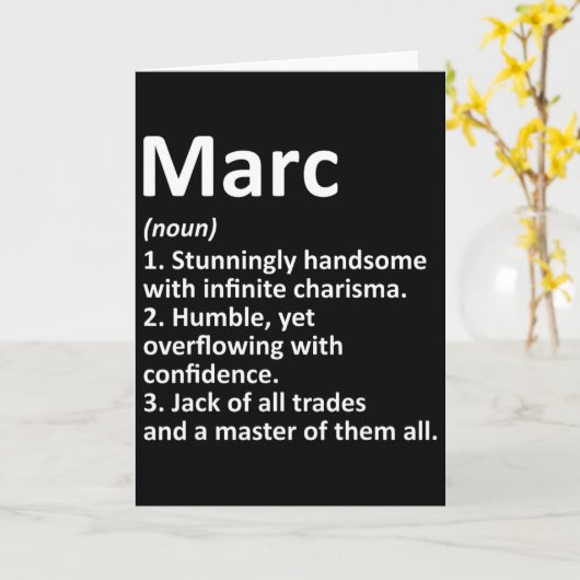 Marc Definition Personalized Name Funny Birthday G カード (黄色い花)