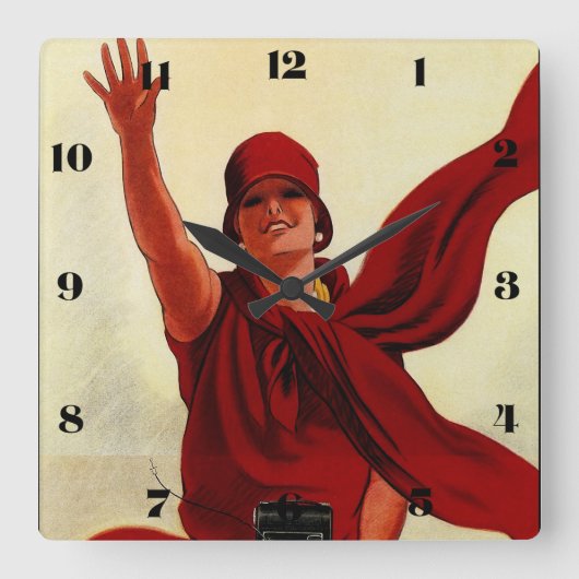 Marcello Dudovichアールデコ「カメラ広告」 スクエア壁時計 (正面)