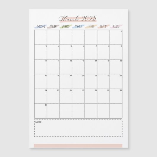 March 2025 Magnetic Calendar (正面)