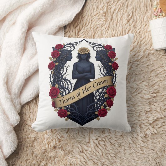 March 8 Fierce Woman Thorned Tiara, Gift for Wife クッション (ブランケット)