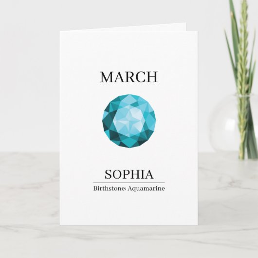 March Aquamarine Personalized Birthday カード (正面)