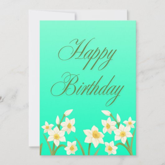 March Birth Flower Daffodil in Aquamarine カード (正面)