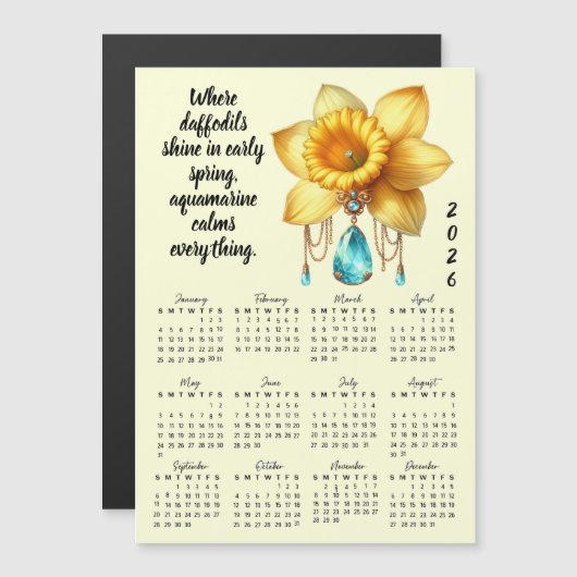 March Birth Flower & Stone Calendar (正面/裏面)