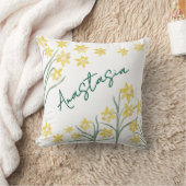 March Birth Month Daffodil Personalized クッション (ブランケット)