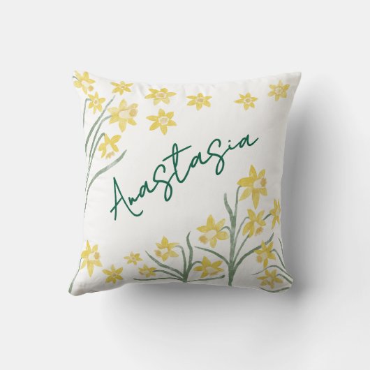 March Birth Month Daffodil Personalized クッション (裏面)