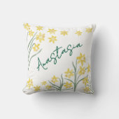March Birth Month Daffodil Personalized クッション (正面)