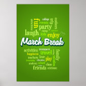 March Break Word Cloud Typography School Vacation ポスター (正面)