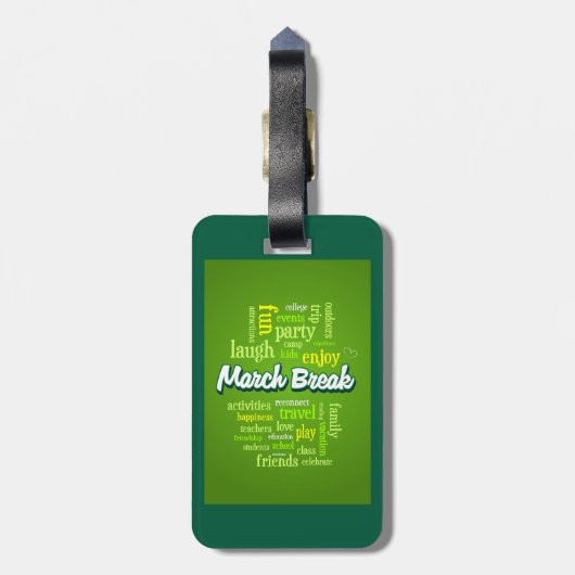 March Break Word Cloud Typography School Vacation ラゲッジタグ (裏面縦)