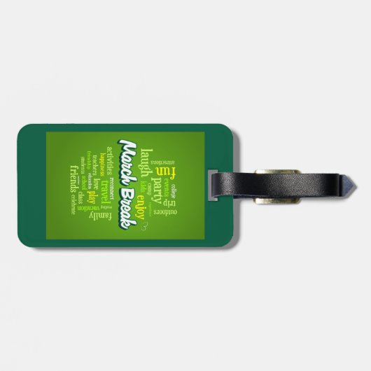 March Break Word Cloud Typography School Vacation ラゲッジタグ (裏面横)