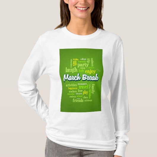 March Break Word Cloud Typography School Vacation Tシャツ (正面)