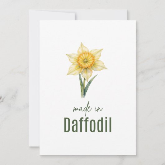 March Daffodil Birth Flower card Watercolor 招待状 (正面)