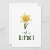 March Daffodil Birth Flower card Watercolor 招待状 (正面/裏面)
