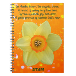March Daffodil Birth Flower Spiral Notebook ノートブック
