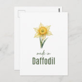 March Daffodil Birth Flower Wall Art Watercolor ポストカード (正面/裏面)